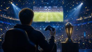 Редакционная иллюстрация победы андердога на чемпионате мира по футбольному симулятору